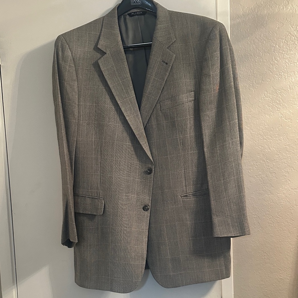 Jos a Banks Gray Plaid Men's Blazer